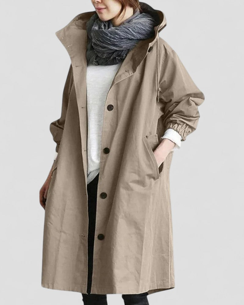 Women's Hooded Waterproof Trench Coat