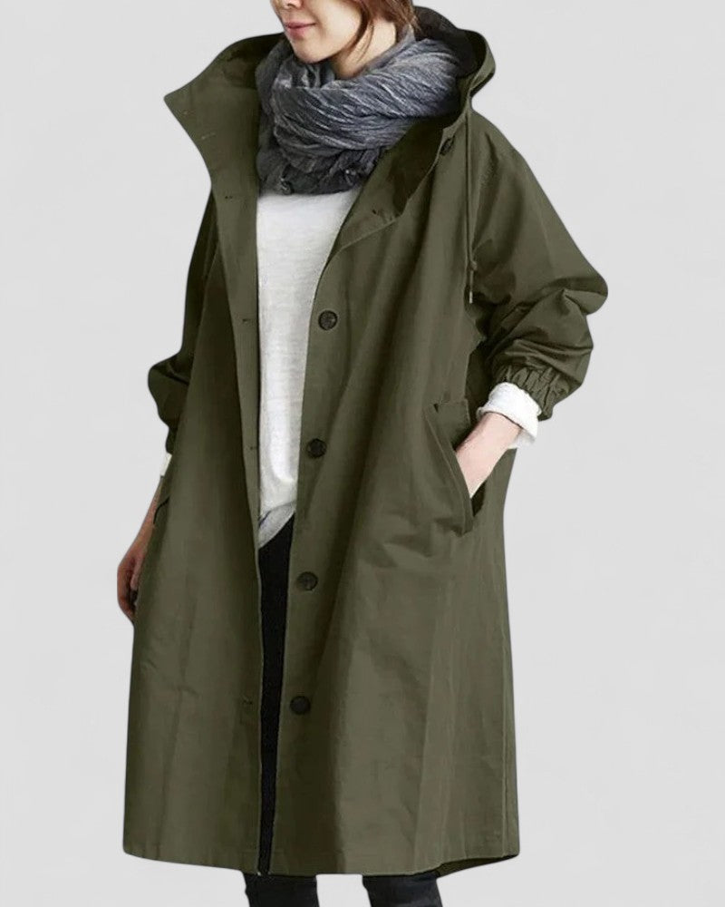 Women's Hooded Waterproof Trench Coat