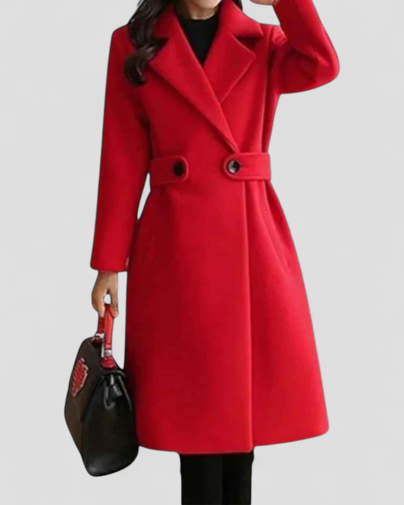 Women's Wool Winter Coat with Lapel Collar