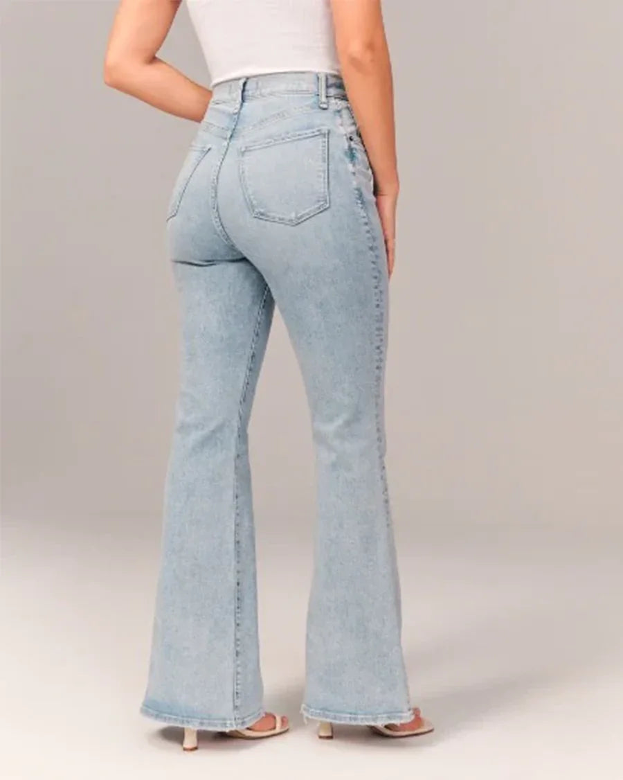 Women's High-Waisted Flared Jeans Denim