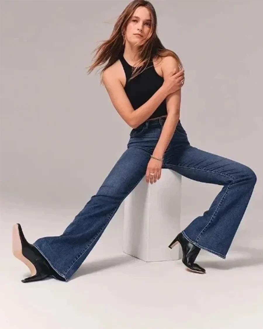 Women's High-Waisted Flared Jeans Denim