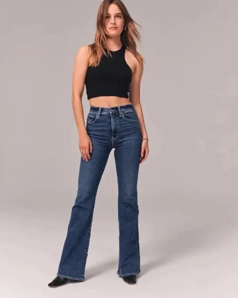 Women's High-Waisted Flared Jeans Denim