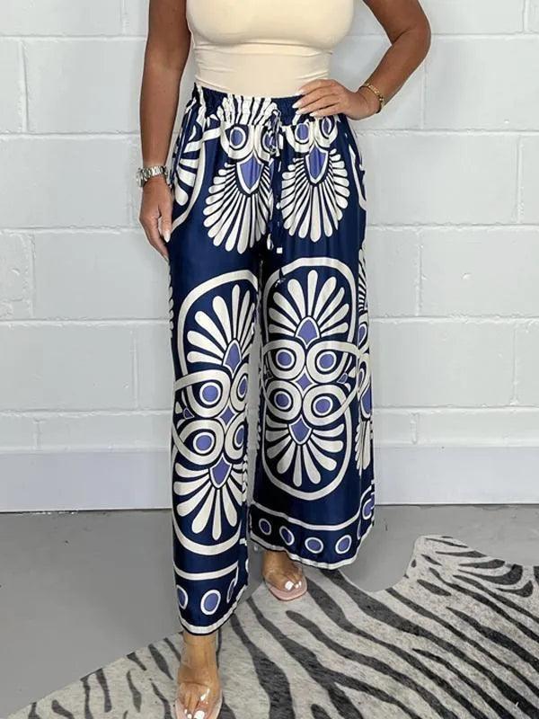 Women's Wide Leg Palazzo Trousers Lightweight Flowing Fit