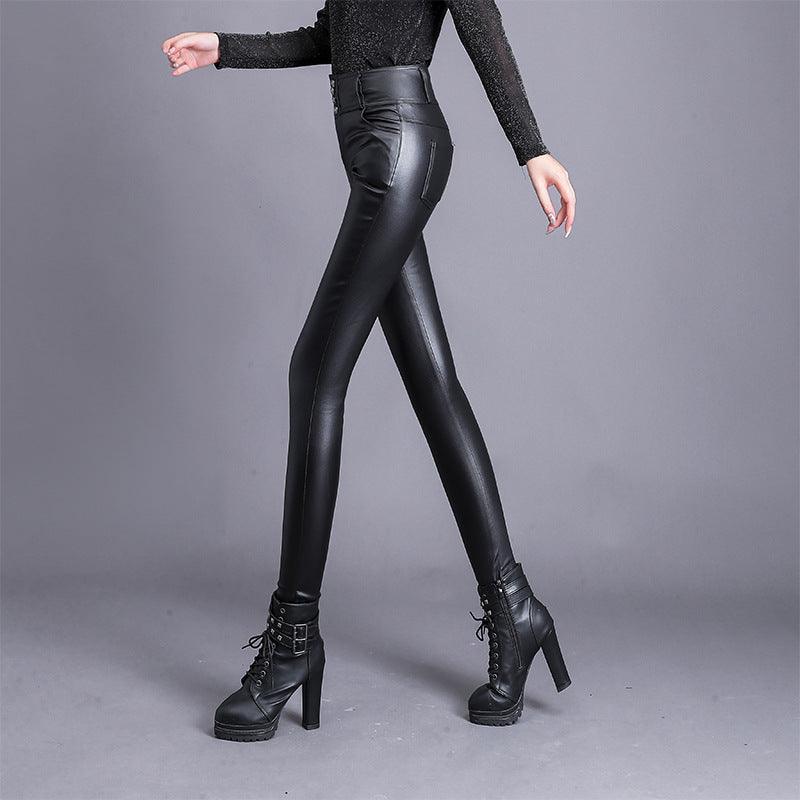 Women's Leather High-Waisted Skinny Trousers