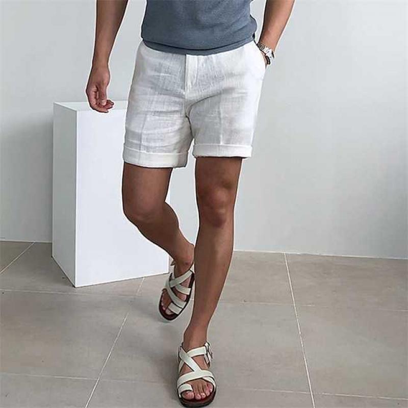 Men's Linen Shorts Relaxed Fit Lightweight Breathable Fabric