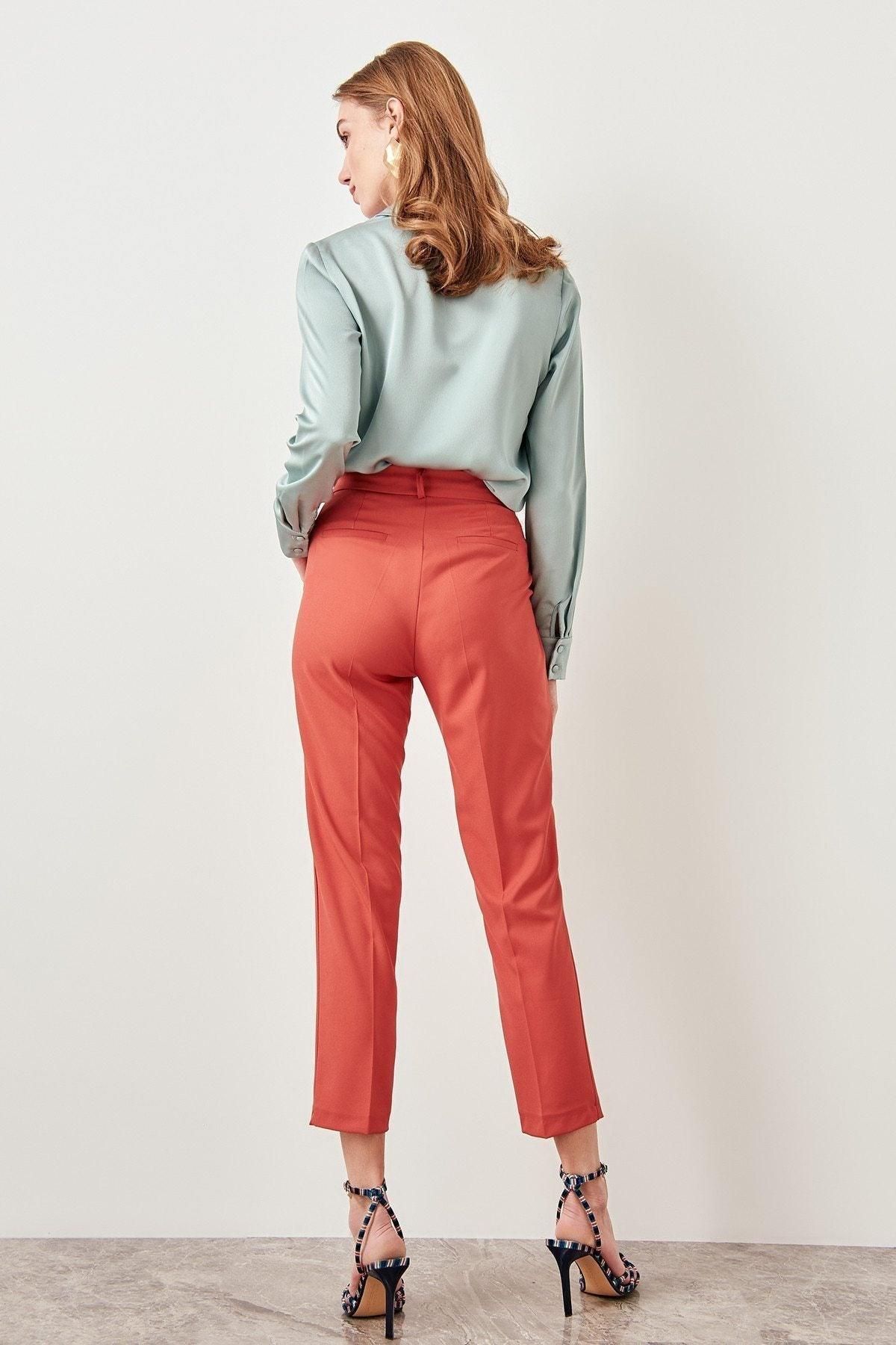 Women's High-Waisted Slim Fit Ankle Trousers