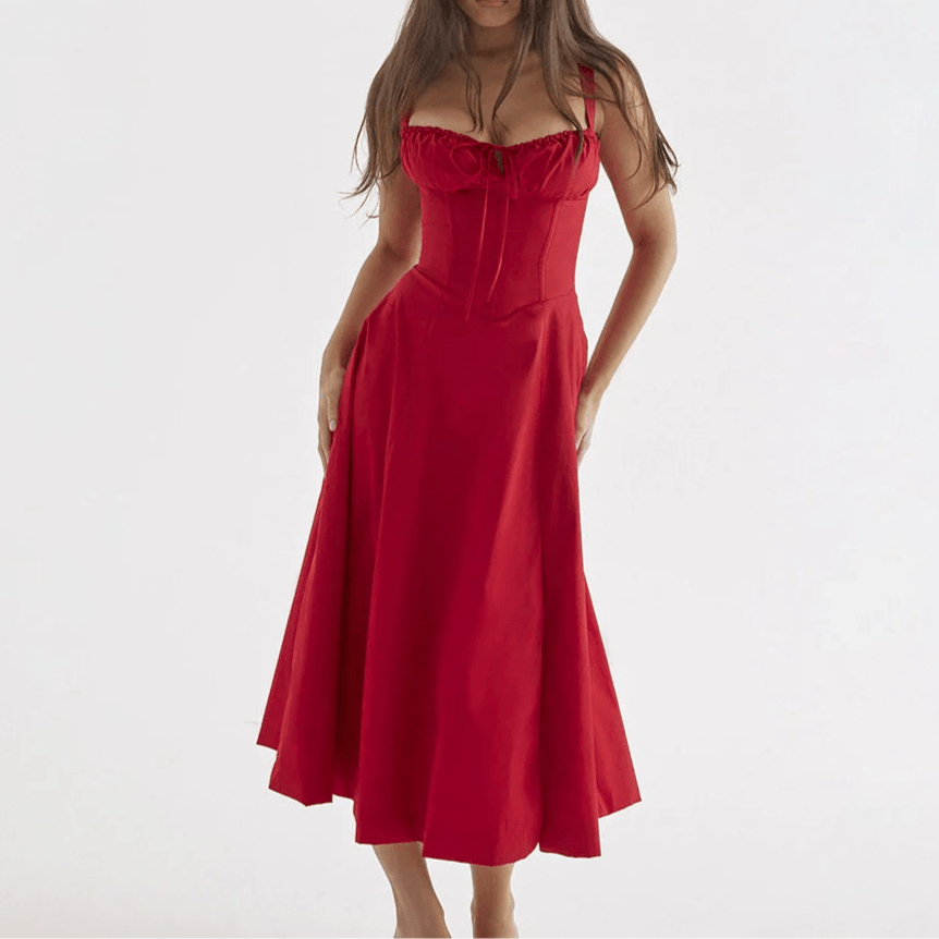Women's Midi Dress Corset Style with Slit
