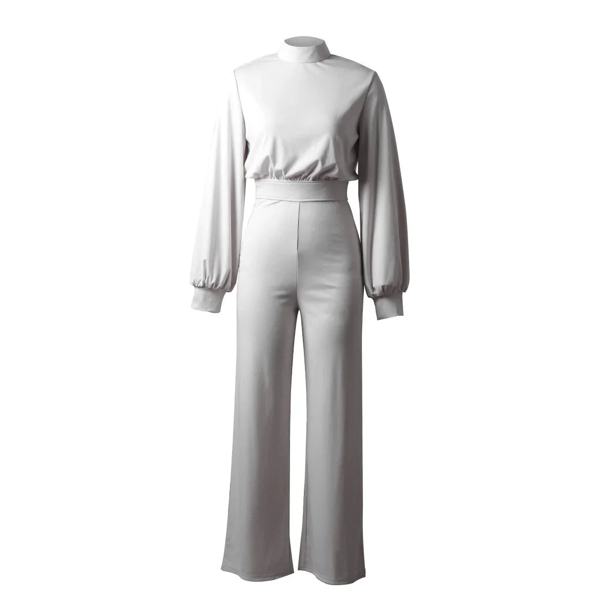 Women's Slim Fit Long-Sleeve High Collar Jumpsuit