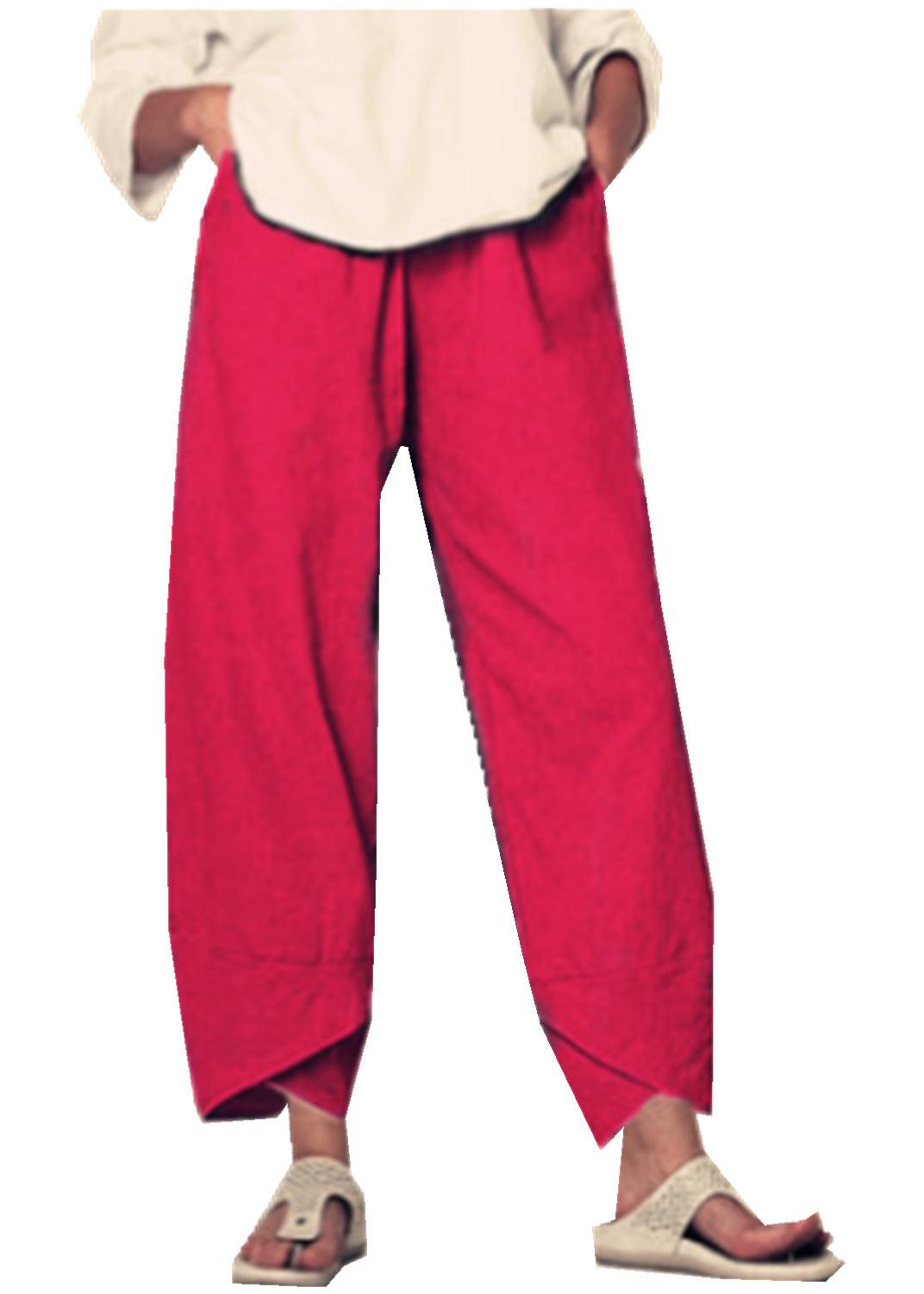 Women's Cropped Culottes Lightweight Fabric Wide Leg Elastic Waist