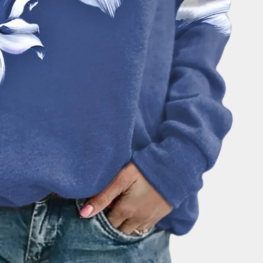 Women's Floral Print Sweatshirt - Soft Breathable Fabric - Relaxed Fit Long Sleeve
