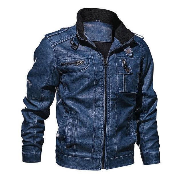 Men's Motorcycle Jacket PU Leather Warm Casual