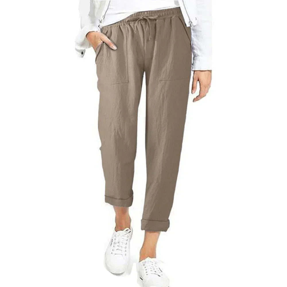Women's Relaxed Fit Trousers Lightweight Breathable Elastic Waist Drawstring