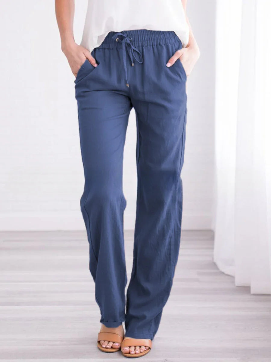 Women's Relaxed Fit Trousers Lightweight Breathable Elastic Waist Drawstring