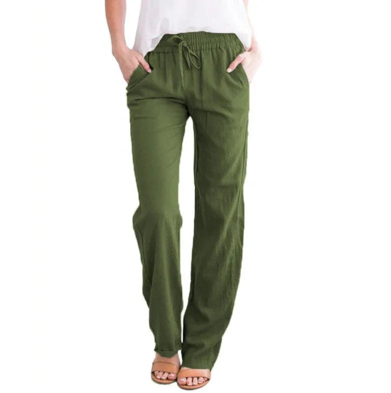 Women's Relaxed Fit Trousers Lightweight Breathable Elastic Waist Drawstring