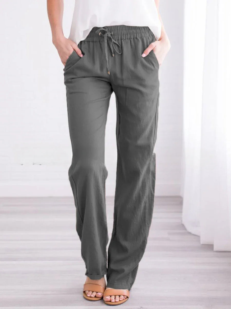 Women's Relaxed Fit Trousers Lightweight Breathable Elastic Waist Drawstring