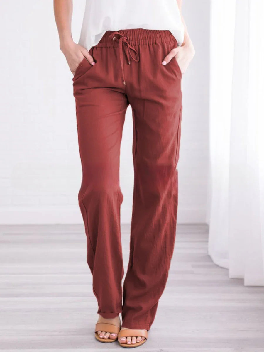 Women's Relaxed Fit Trousers Lightweight Breathable Elastic Waist Drawstring