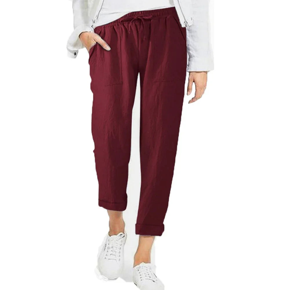 Women's Relaxed Fit Trousers Lightweight Breathable Elastic Waist Drawstring