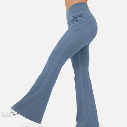 Women's High Waist Flared Jeans with Elasticated Waistband