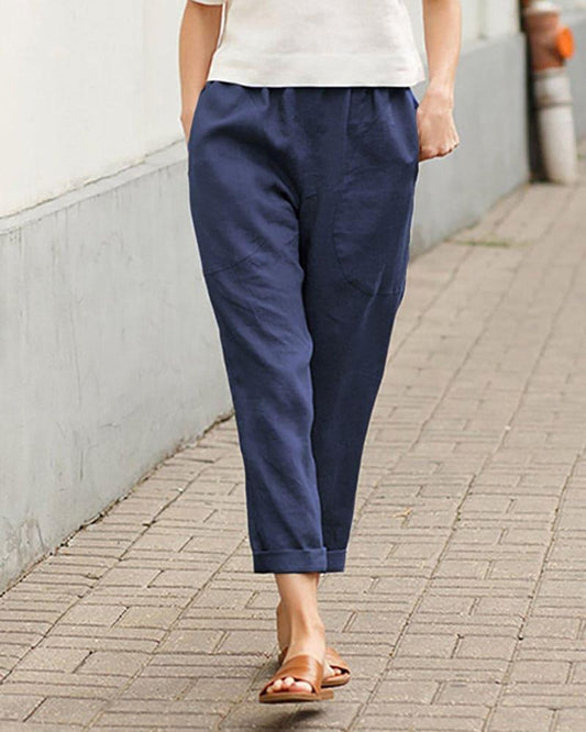 Women's Relaxed Fit Tapered Trousers Lightweight Fabric