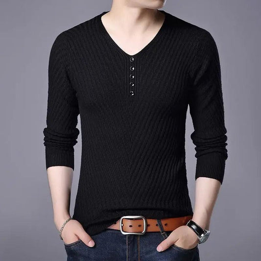 Men's Long Sleeve Striped Color Block Shirt
