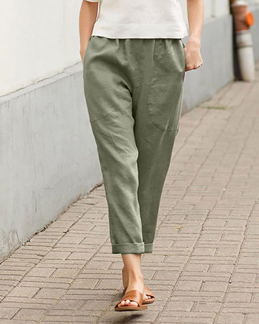 Women's Relaxed Fit Tapered Trousers Lightweight Fabric