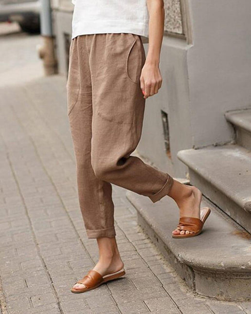 Women's Relaxed Fit Tapered Trousers Lightweight Fabric