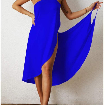 Women's One-Shoulder Maxi Dress - Asymmetrical Cut - High-Low Hem - Elegant Flowy Fit