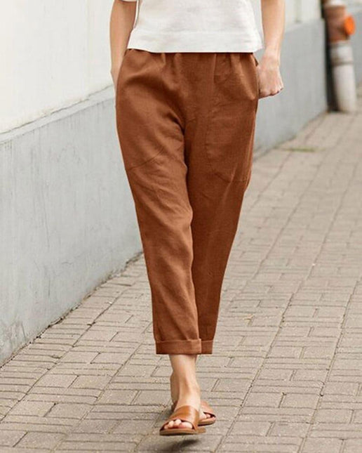 Women's Relaxed Fit Tapered Trousers Lightweight Fabric