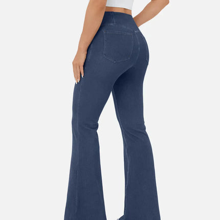 Women's High Waist Flared Jeans with Elasticated Waistband