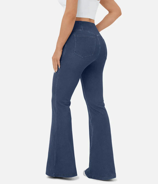Women's High Waist Flared Jeans with Elasticated Waistband