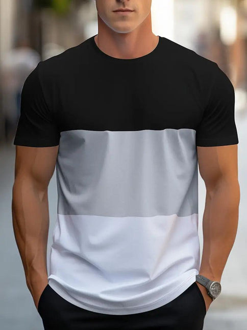 Men's Color Block T-Shirt Crew Neck Short Sleeve