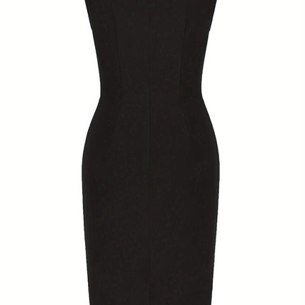 Women's Pencil Dress Stretch Knit Asymmetrical Hem