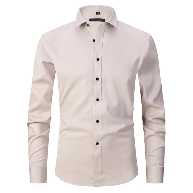 Men's Long Sleeve Slim Fit Shirt with Contrast Buttons
