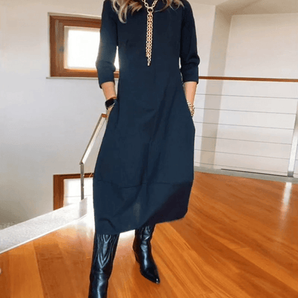 Women's Midi Dress with Pleats