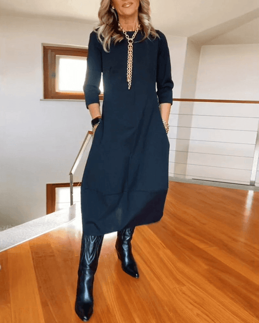 Women's Midi Dress with Pleats