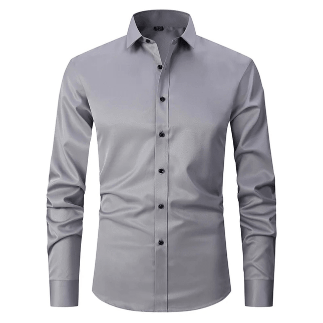 Men's Long Sleeve Slim Fit Shirt with Contrast Buttons