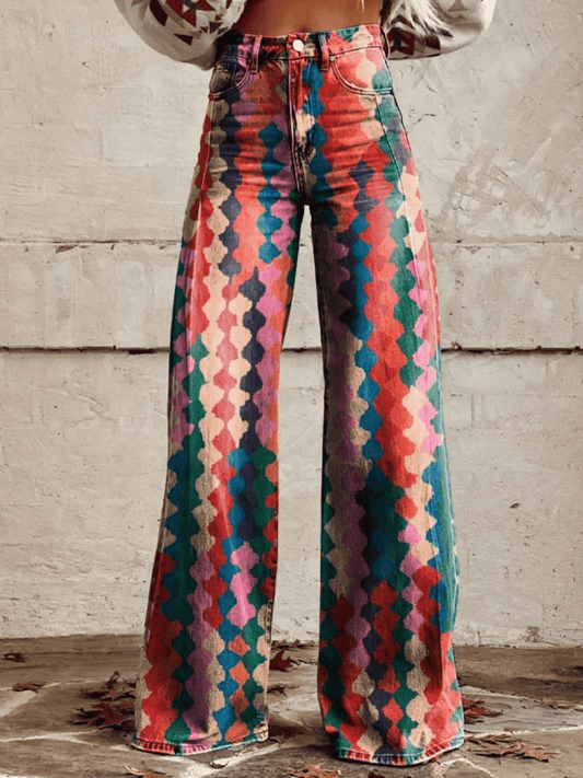 Women's Wide-Leg Pants Geometric Pattern