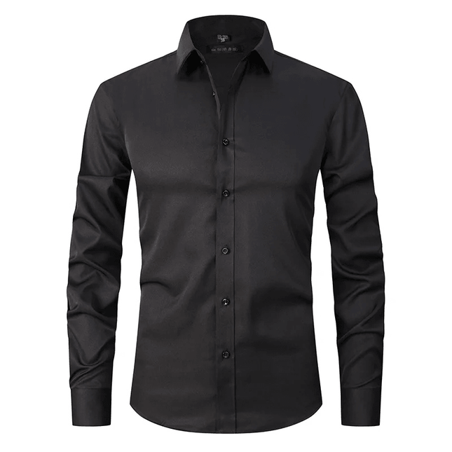 Men's Long Sleeve Slim Fit Shirt with Contrast Buttons
