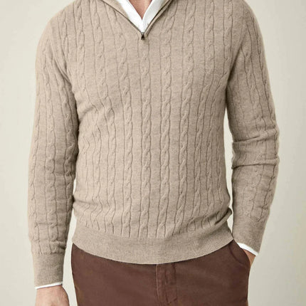 Men's Zipper Sweater Cable Knit