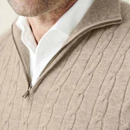 Men's Zipper Sweater Cable Knit