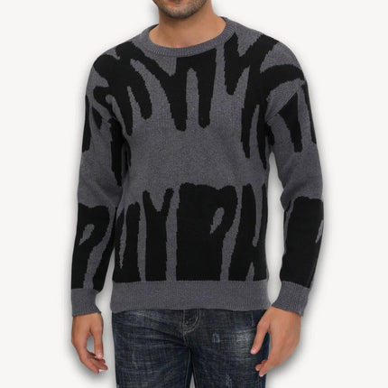 Men's Knit Sweater Wool Graphic Crewneck