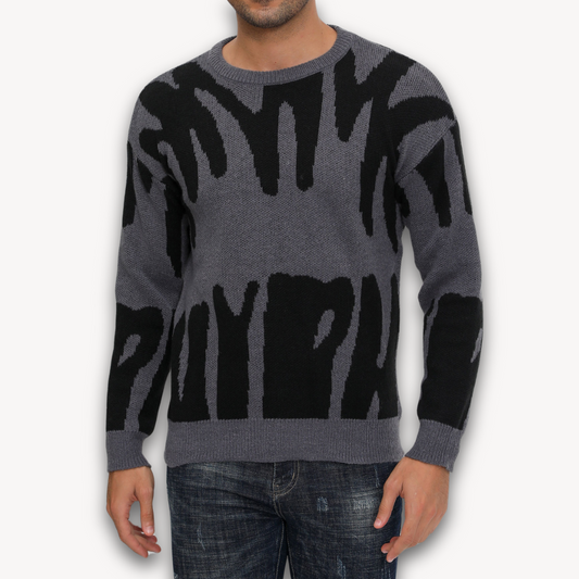 Men's Knit Sweater Wool Graphic Crewneck