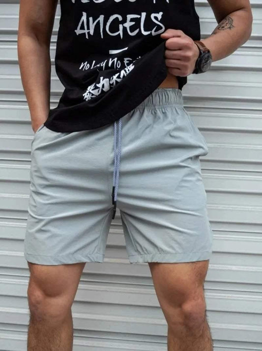 Men's Lightweight Casual Shorts Elastic Waist Drawstring Above Knee