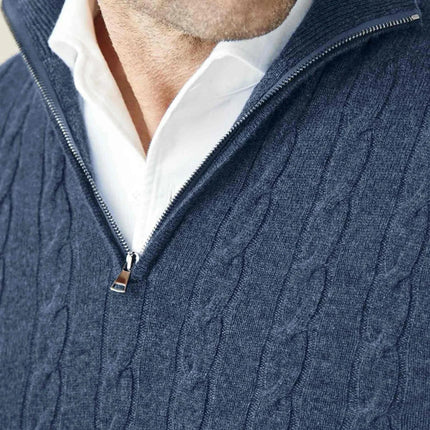 Men's Zipper Sweater Cable Knit