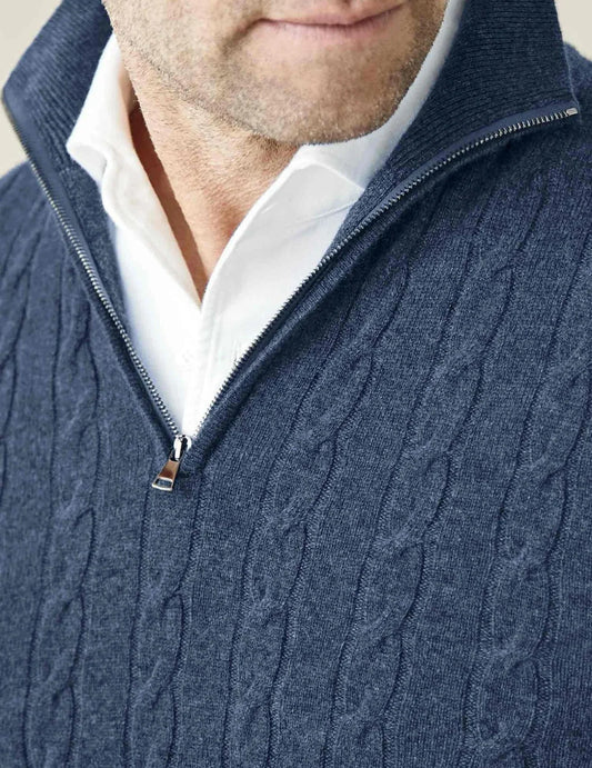 Men's Zipper Sweater Cable Knit
