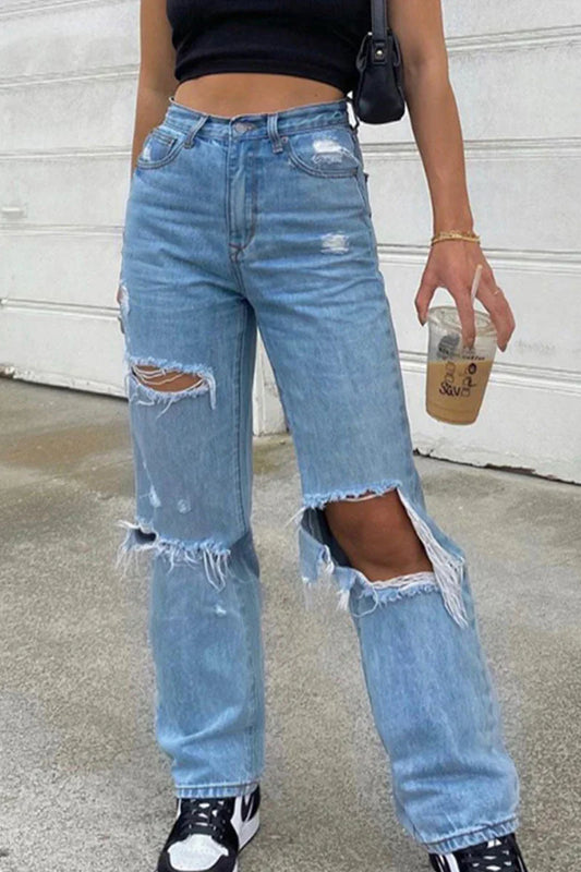 Women's Ripped High Waist Jeans