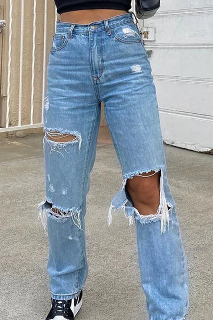 Women's Ripped High Waist Jeans