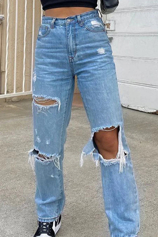 Women's Ripped High Waist Jeans
