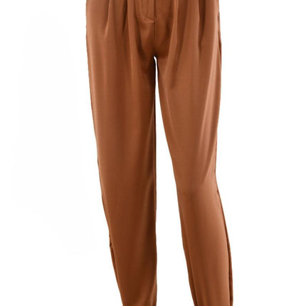 Women's High-Waisted Trousers Pleated Front Tapered Fit Ankle Tie