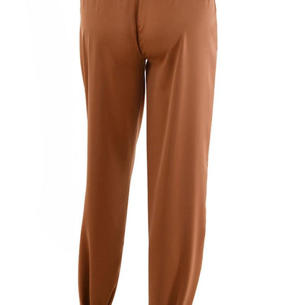 Women's High-Waisted Trousers Pleated Front Tapered Fit Ankle Tie